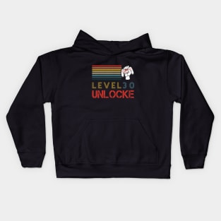 Level 30 Unlocked 30 Years Old Video Gamer 30th Birthday Kids Hoodie